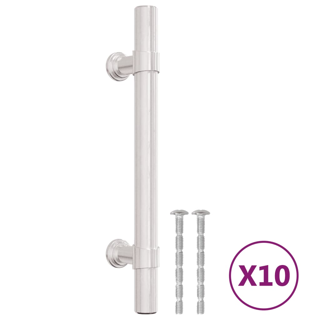 vidaXL Puxadores para móveis 10 pcs 96 mm aço inoxidável prateado