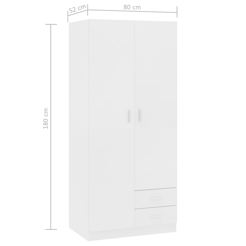 vidaXL Roupeiro 80x52x180 cm derivados de madeira branco