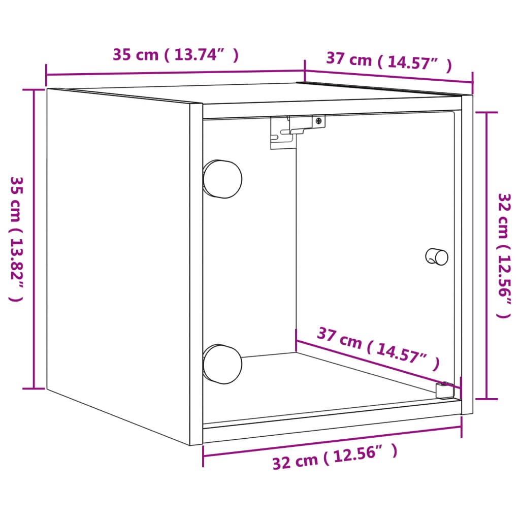 vidaXL Mesas de cabeceira c/ portas de vidro 2 pcs 35x37x35 cm branco