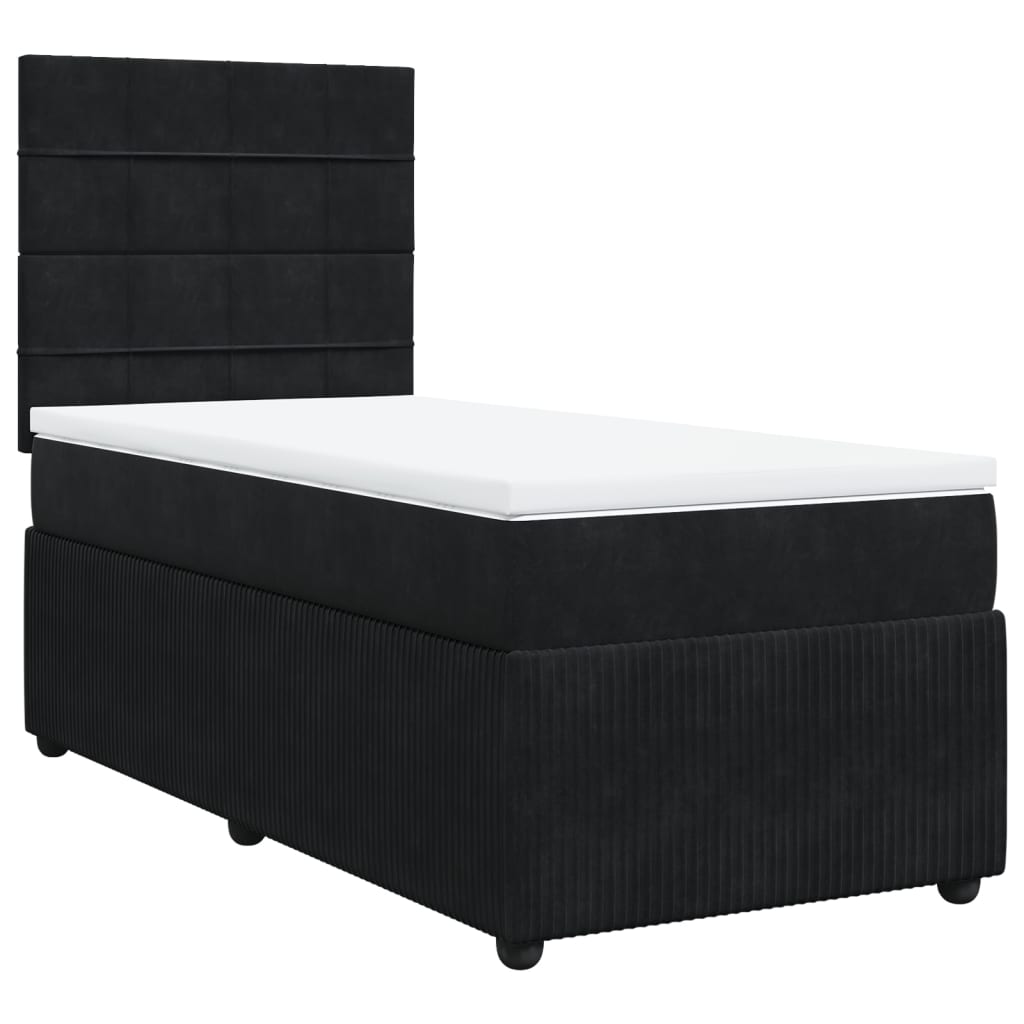 vidaXL Cama com molas/colchão 90x190 cm veludo preto