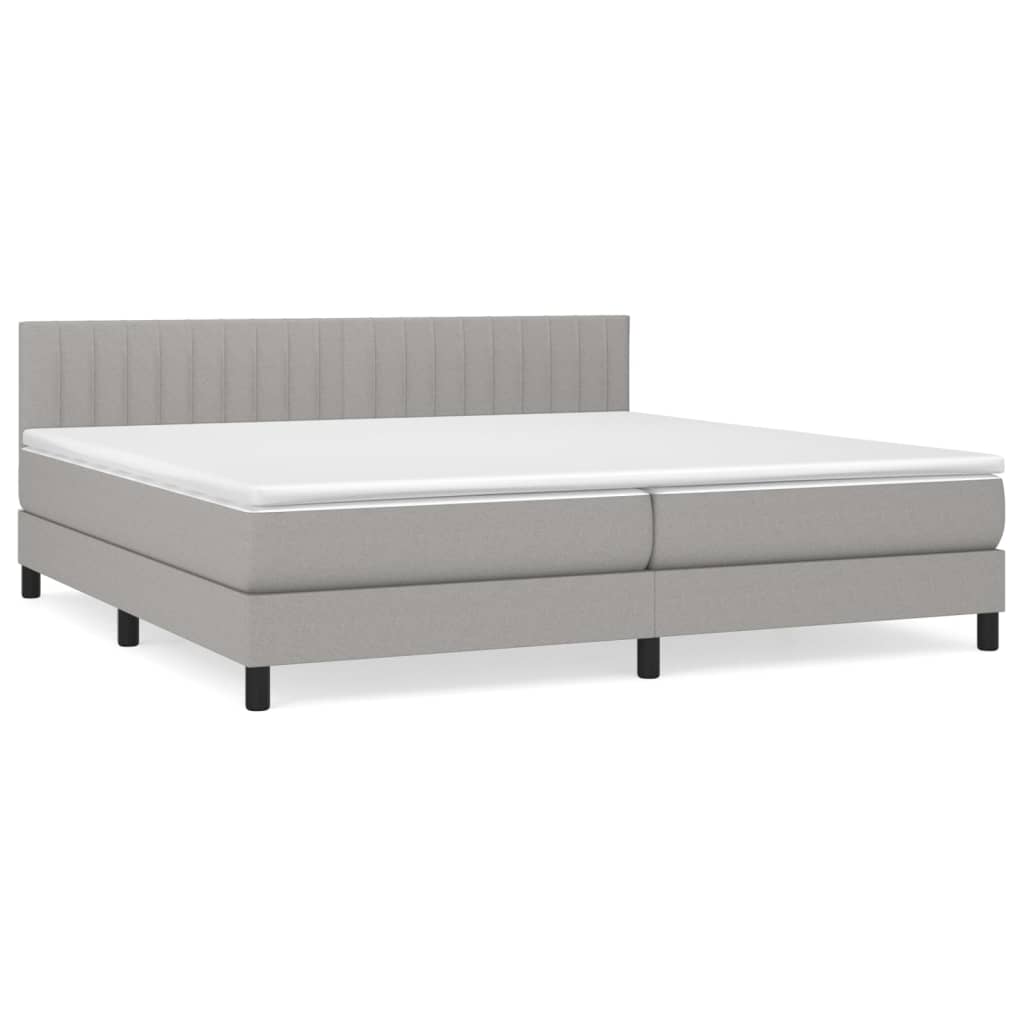 vidaXL Cama com molas/colchão 200x200 cm tecido cinza-claro