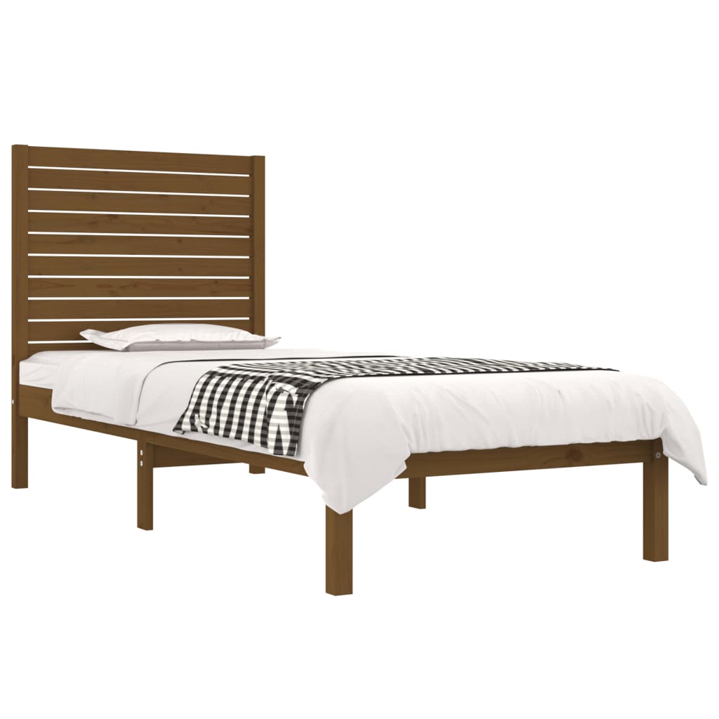 vidaXL Estrutura cama pequena solteiro 75x190 cm madeira castanho mel