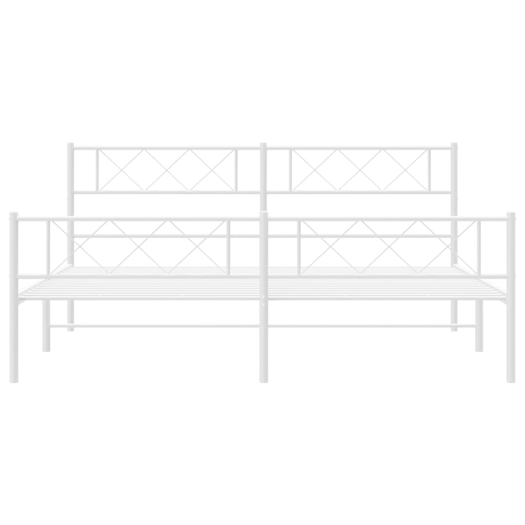 vidaXL Estrutura de cama com cabeceira e pés 200x200 cm metal branco