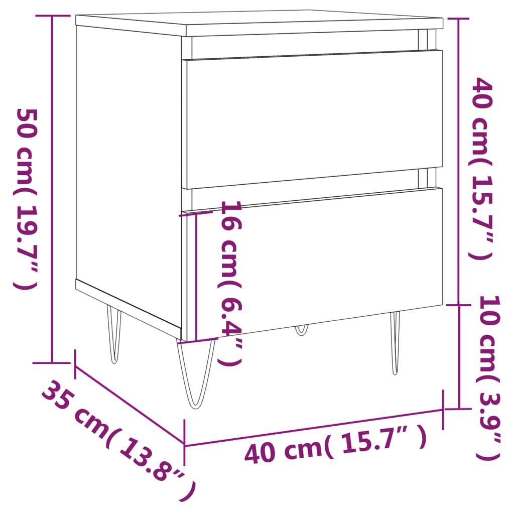 vidaXL Mesa de cabeceira 40x35x50 cm derivados madeira carvalho sonoma