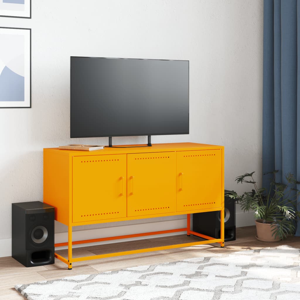 vidaXL Móvel de TV 100,5x39x60,5 cm aço amarelo mostarda