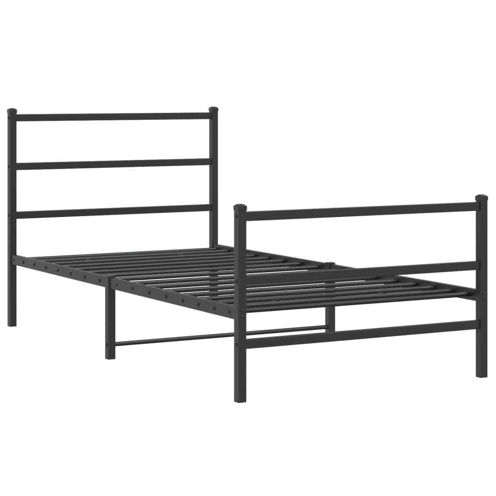 vidaXL Estrutura de cama com cabeceira e pés 107x203 cm metal preto