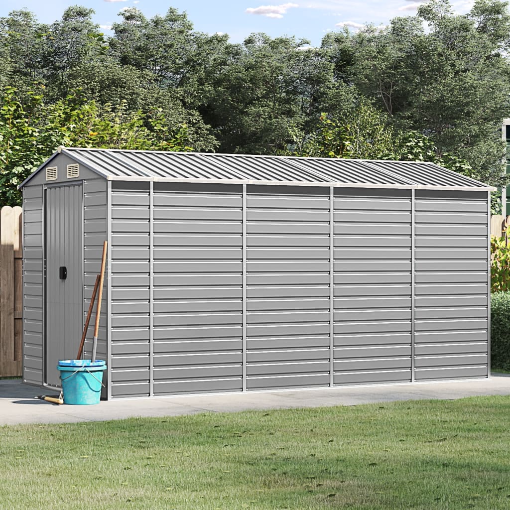 vidaXL Abrigo de jardim 191x385x198 cm aço galvanizado cinzento-claro