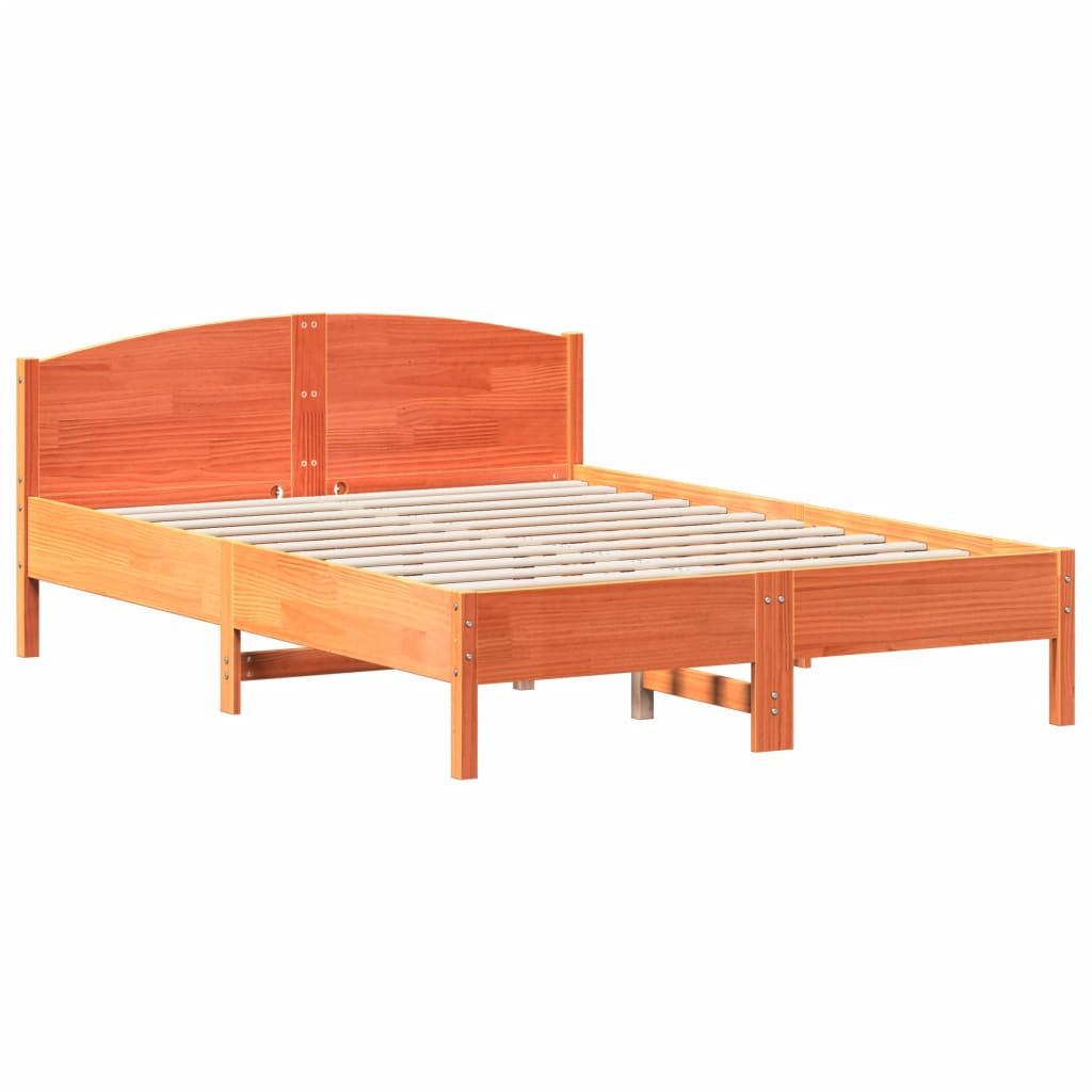 vidaXL Cama sem colchão 140x200 cm madeira pinho maciça castanho-mel