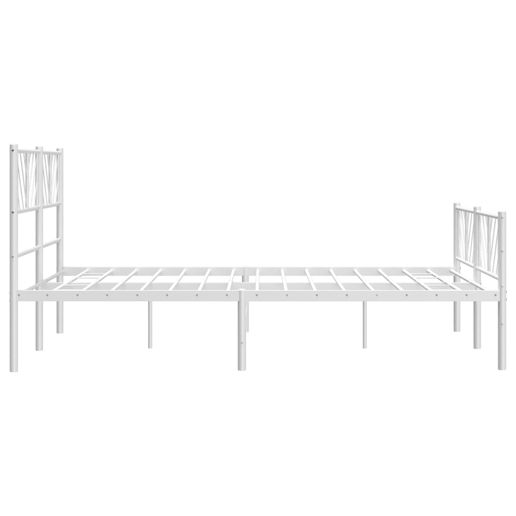 vidaXL Estrutura de cama com cabeceira e pés 135x190 cm metal branco