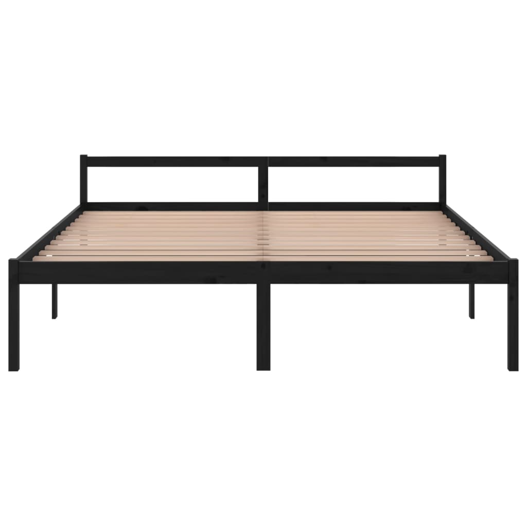 vidaXL Cama para idosos 200x200 cm pinho maciço preto