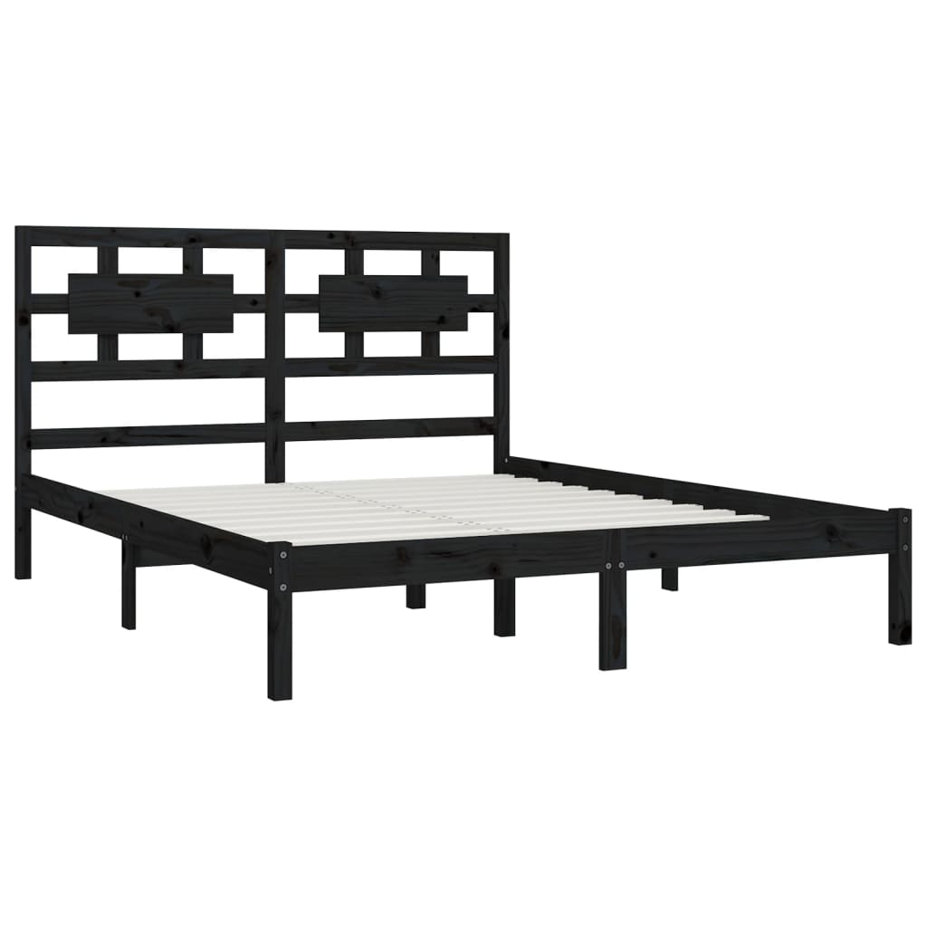 vidaXL Estrutura de cama 200x200 cm pinho maciço preto