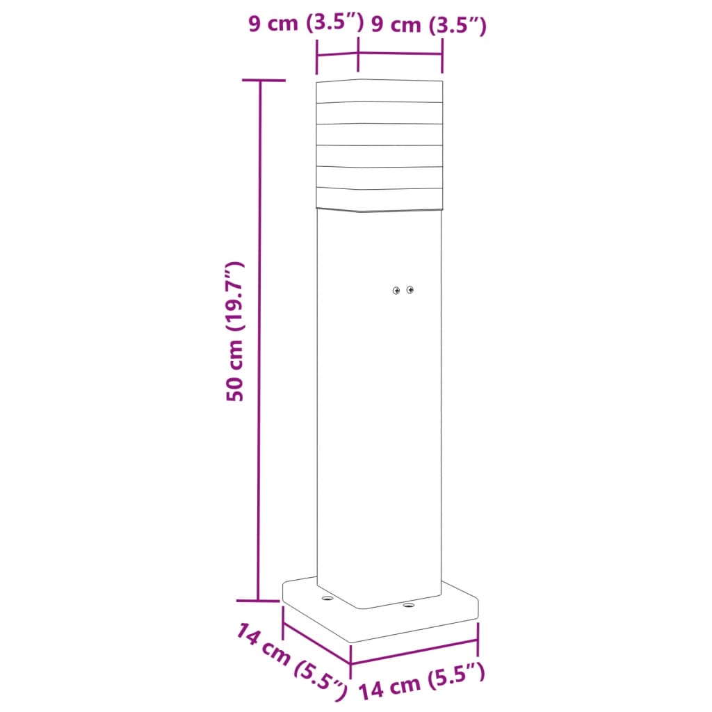 vidaXL Candeeiro de chão para exterior com tomada 50 cm alumínio preto