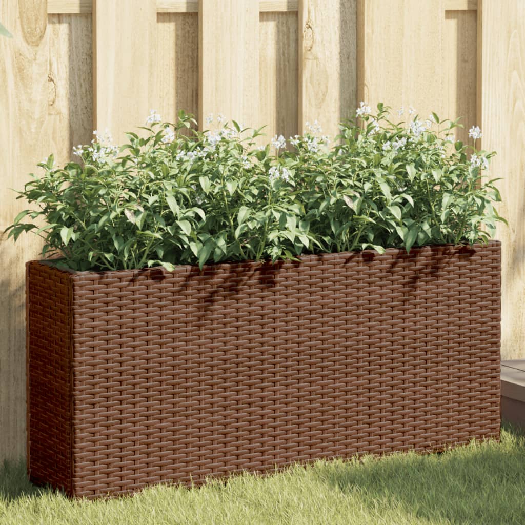 vidaXL Floreira de jardim com 2 vasos 2pcs 90x20x40cm vime PE castanho