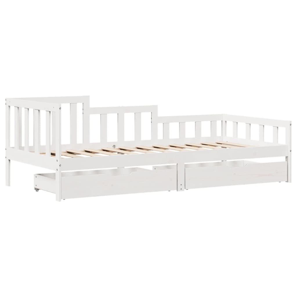 vidaXL Sofá-cama c/ gavetas 90x200cm madeira de pinho maciça branco