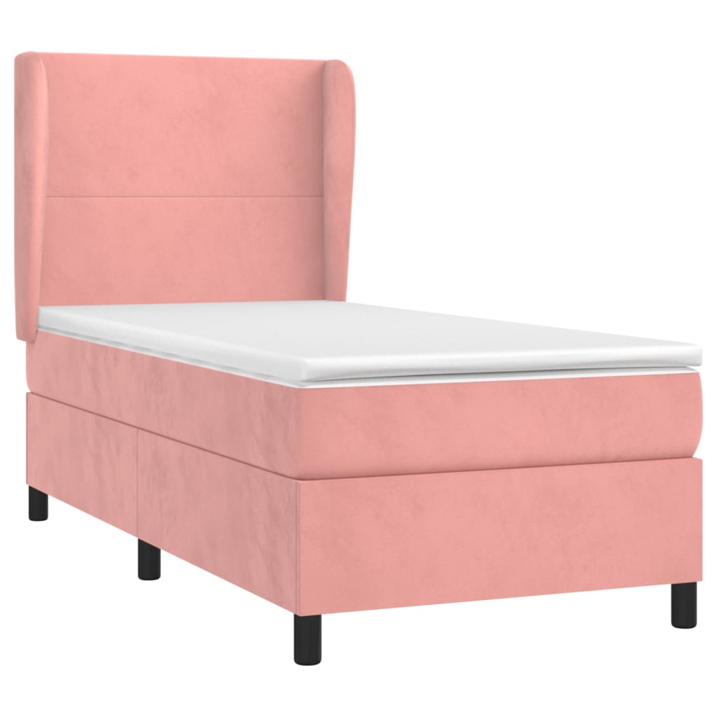 vidaXL Cama com molas/colchão 90x190 cm veludo rosa