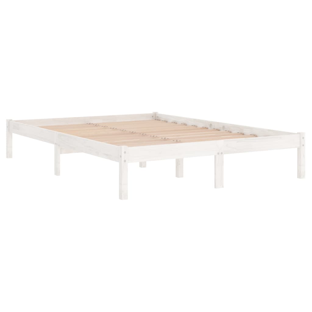 vidaXL Estrutura de cama casal 135x190 cm madeira maciça branco