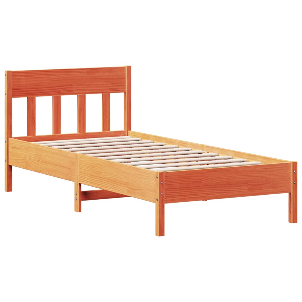 vidaXL Cama sem colchão 75x190 cm madeira de pinho maciça castanho-mel