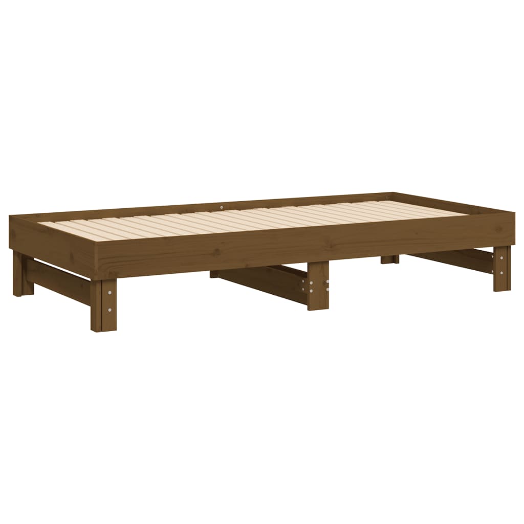 vidaXL Estrutura sofá-cama de puxar 2x(90x190)cm pinho maciço castanho