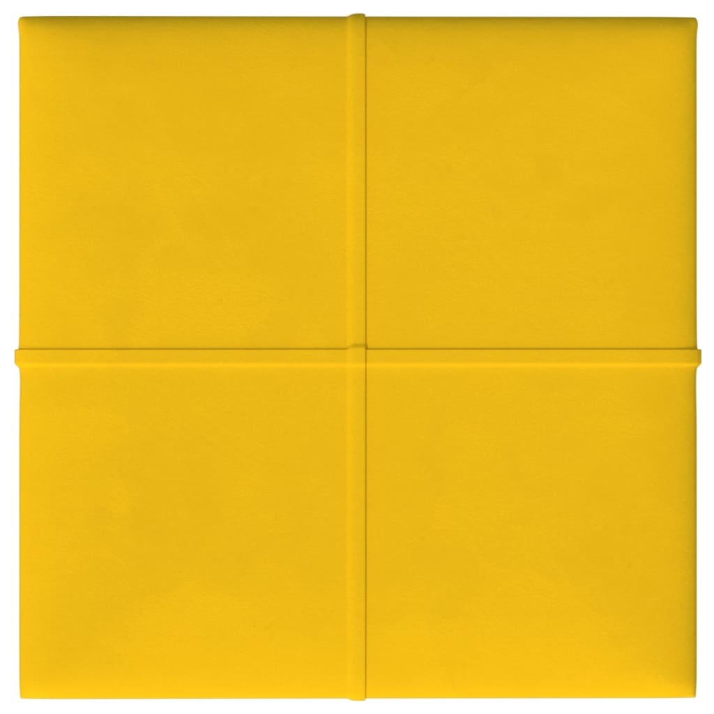 vidaXL Painel de parede 12 pcs 30x30 cm veludo 1,08 m² amarelo