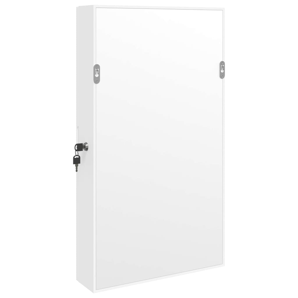 vidaXL Móvel para joias de parede espelhado 37,5x10x67 cm branco