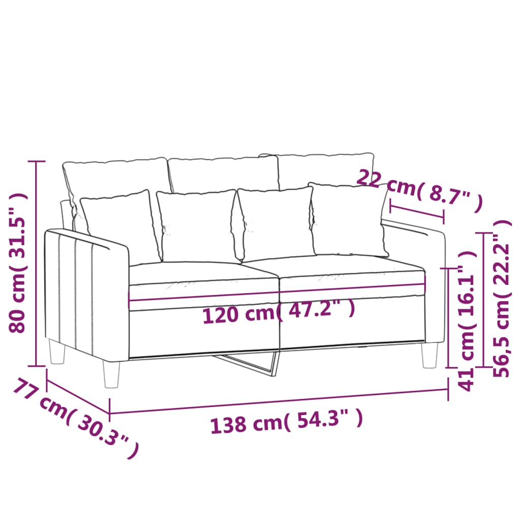 vidaXL Sofá de 2 lugares 120 cm veludo cinzento-claro