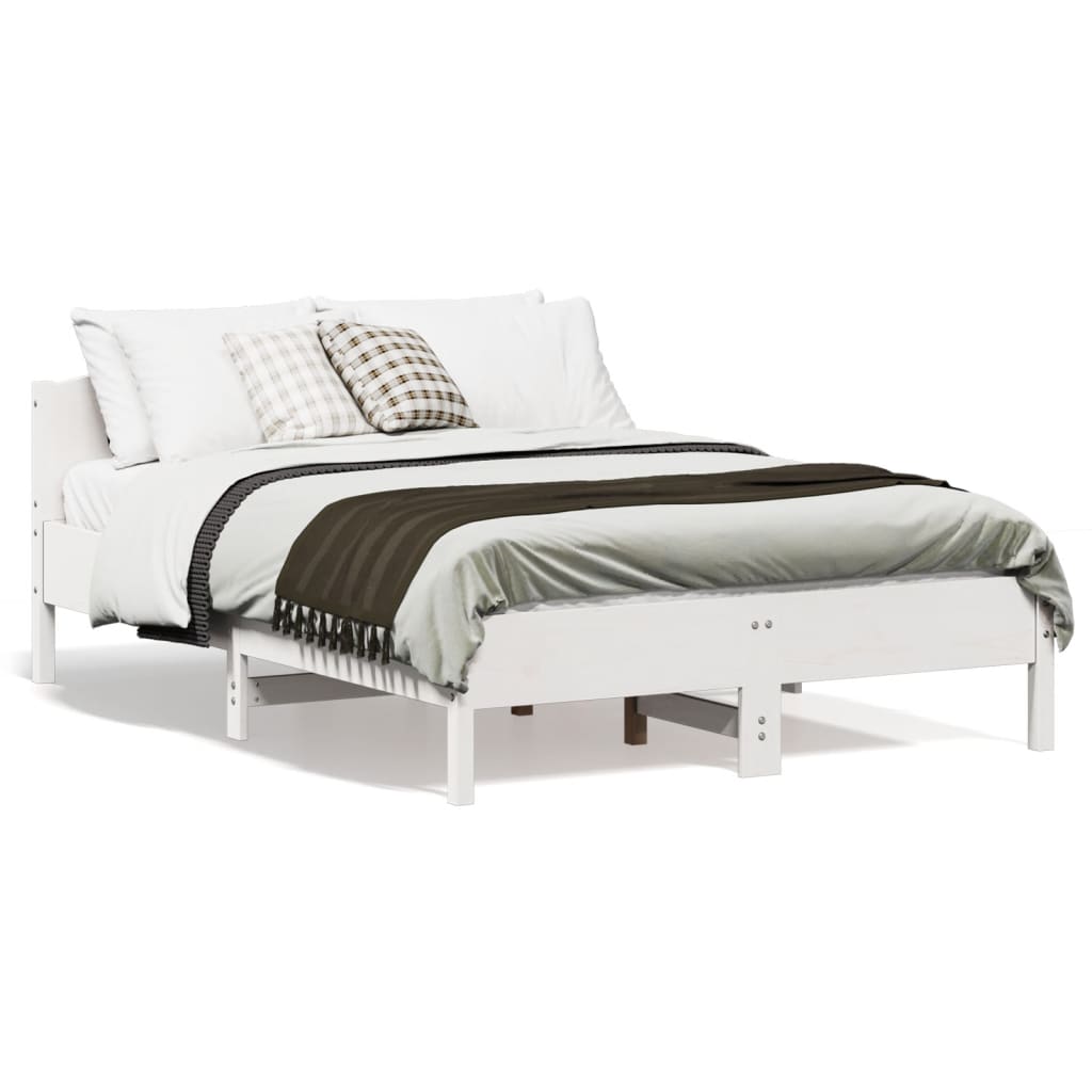 vidaXL Cama sem colchão 135x190 cm madeira de pinho maciça branco