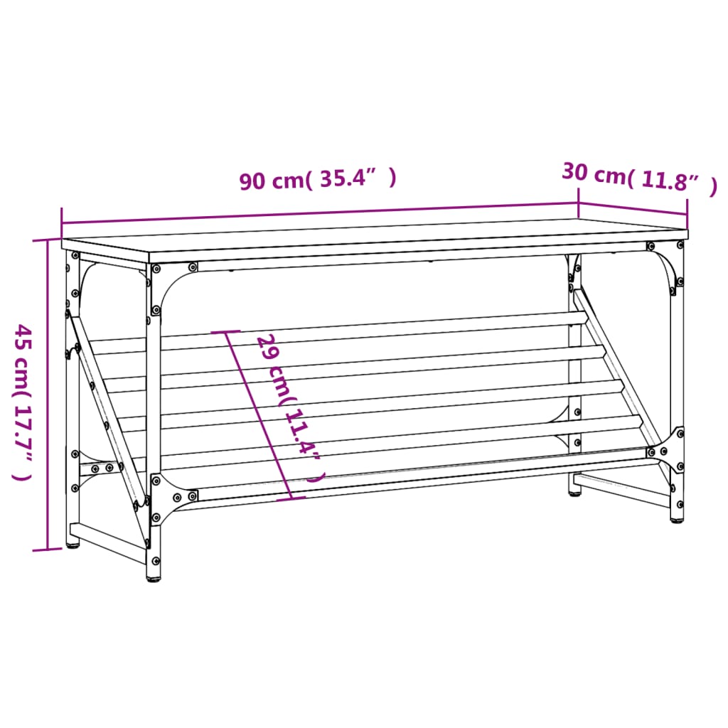 vidaXL Sapateira 90x30x45 cm derivados de madeira cinzento sonoma