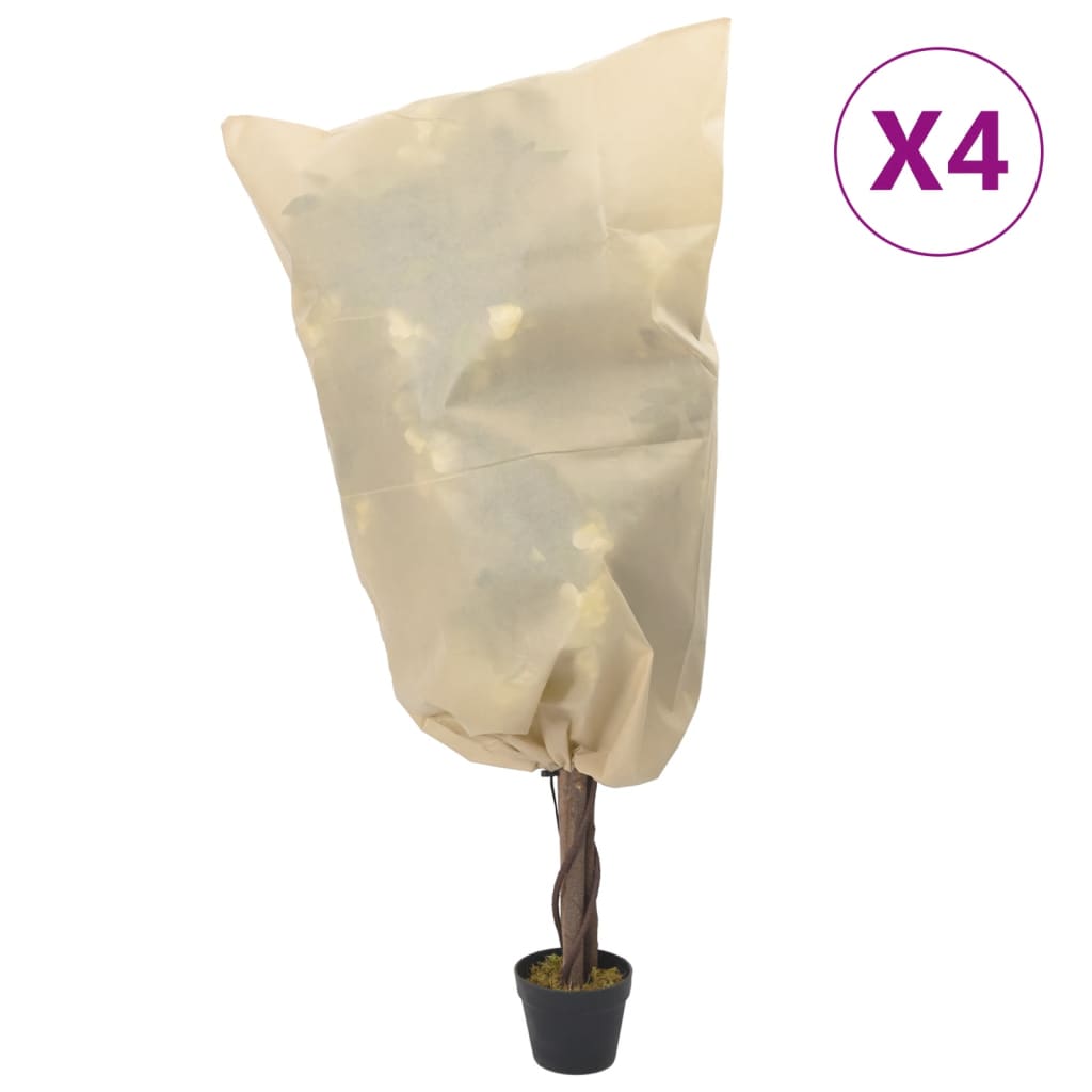 vidaXL Coberturas para plantas com cordão 4 pcs 70 g/m² 0,8x1,2 m