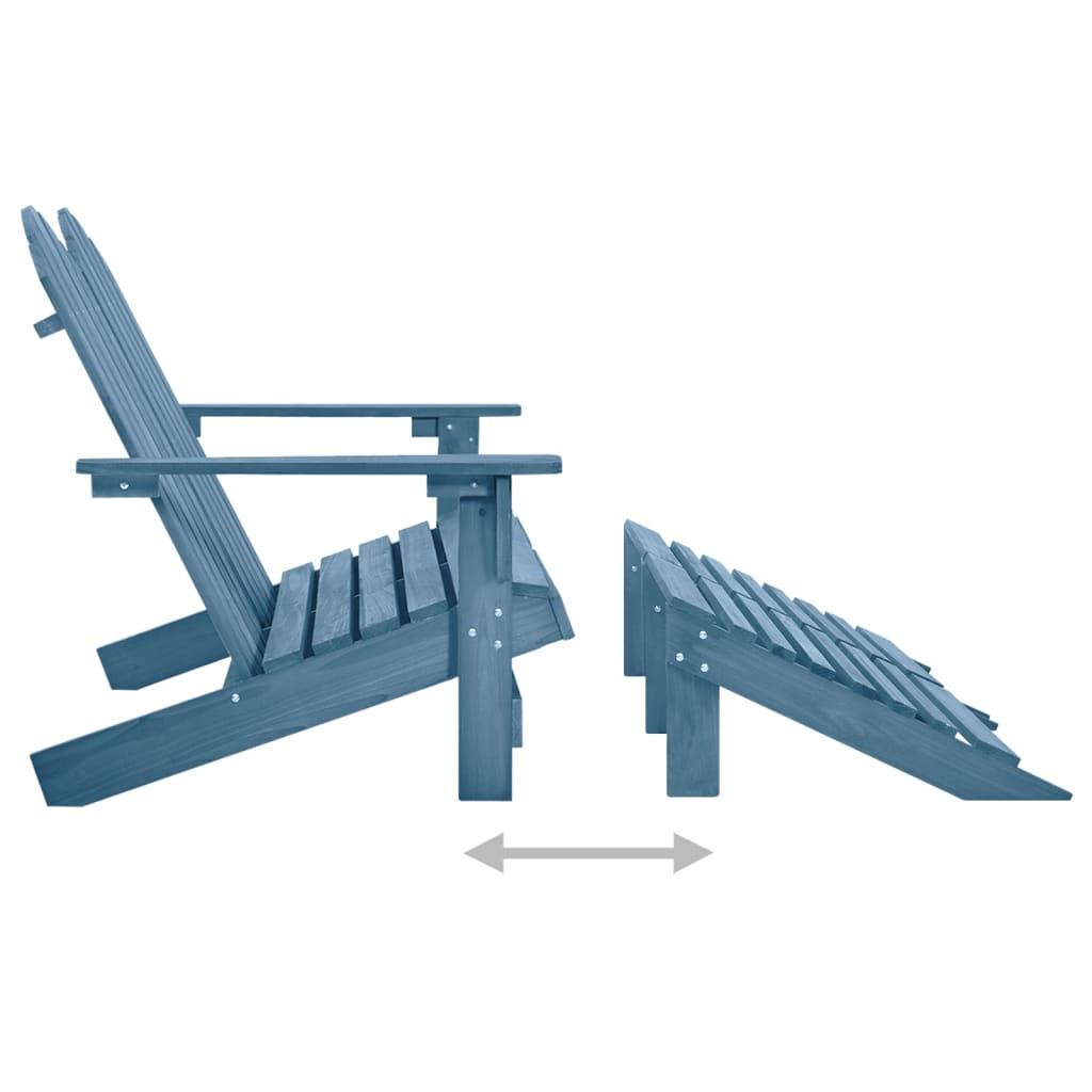 vidaXL Cadeira de jardim e otomano Adirondack 2 lugares abeto azul