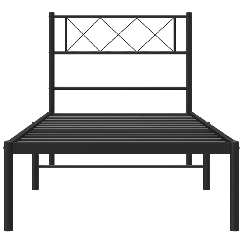 vidaXL Estrutura de cama com cabeceira 100x190 cm metal preto