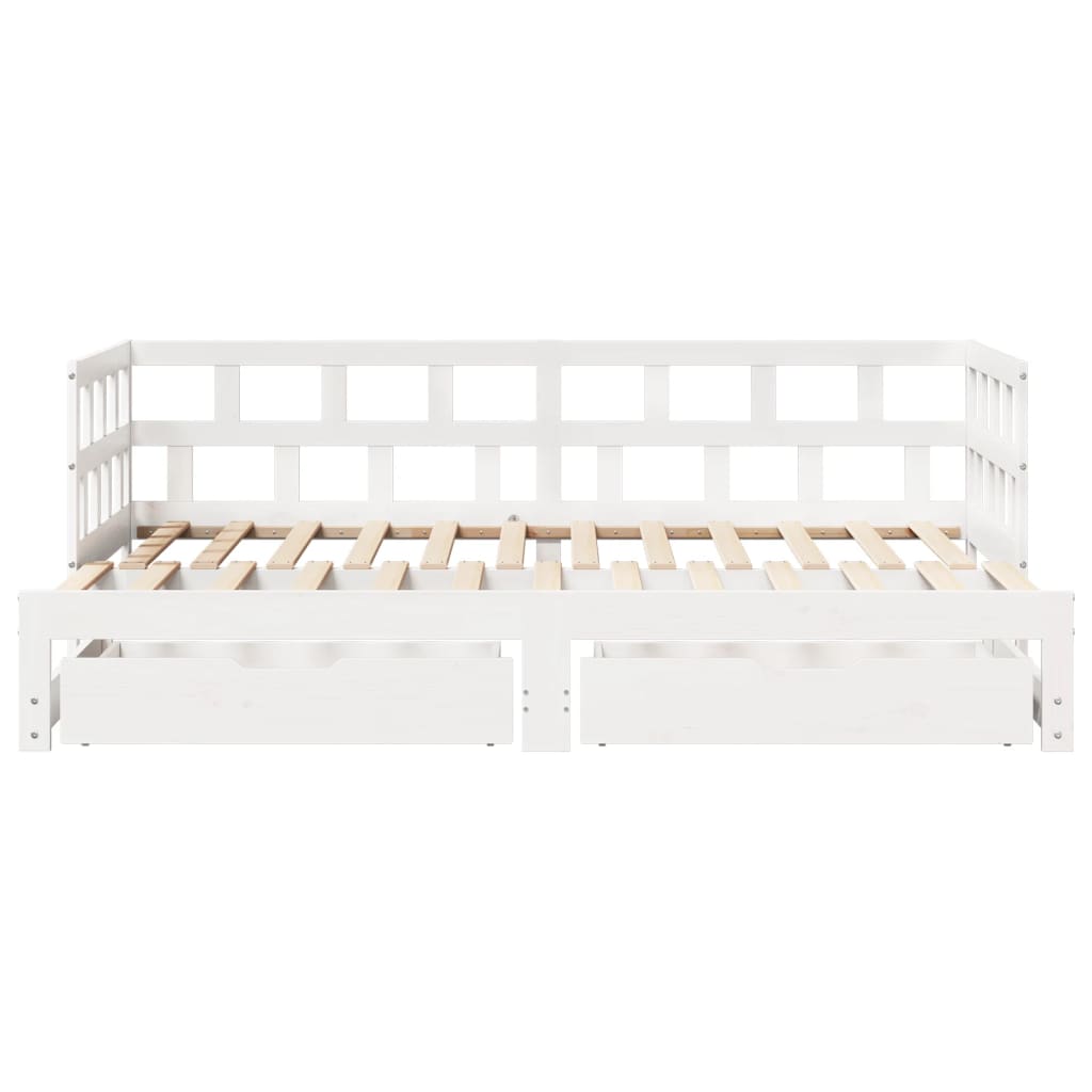 vidaXL Sofá-cama c/ gavetão e gavetas branco 90x190cm madeira de pinho