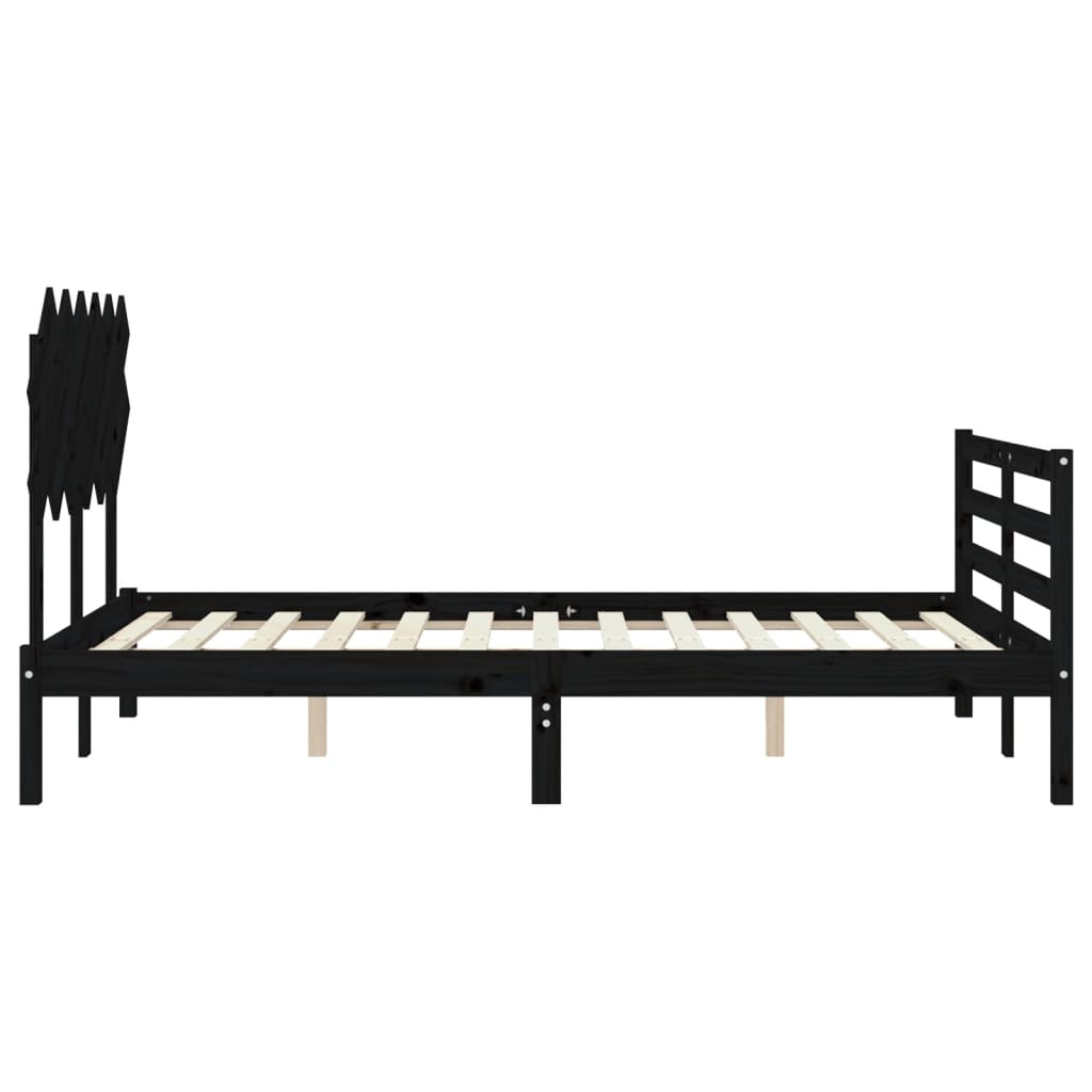 vidaXL Estrutura de cama com cabeceira 120x200cm madeira maciçao preto