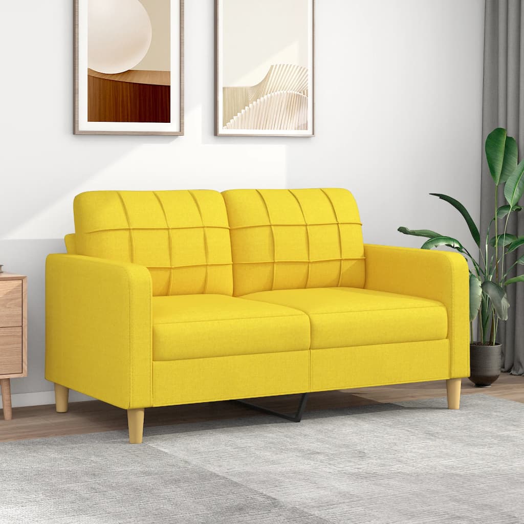 vidaXL Sofá de 2 lugares 140 cm tecido amarelo-claro