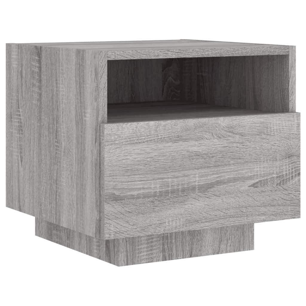 vidaXL Mesa de cabeceira com luzes LED 40x39x37 cm cinzento-sonoma