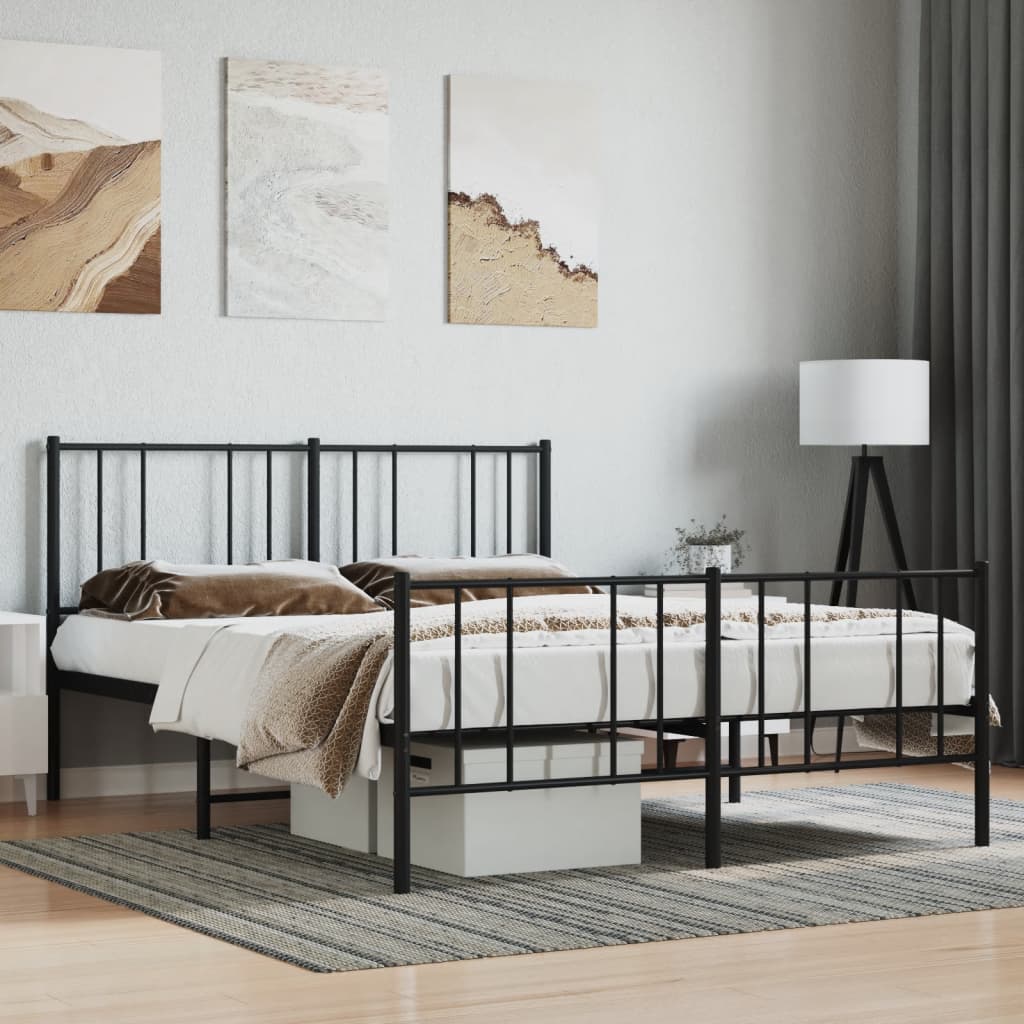 vidaXL Estrutura de cama com cabeceira e pés 120x200 cm metal preto