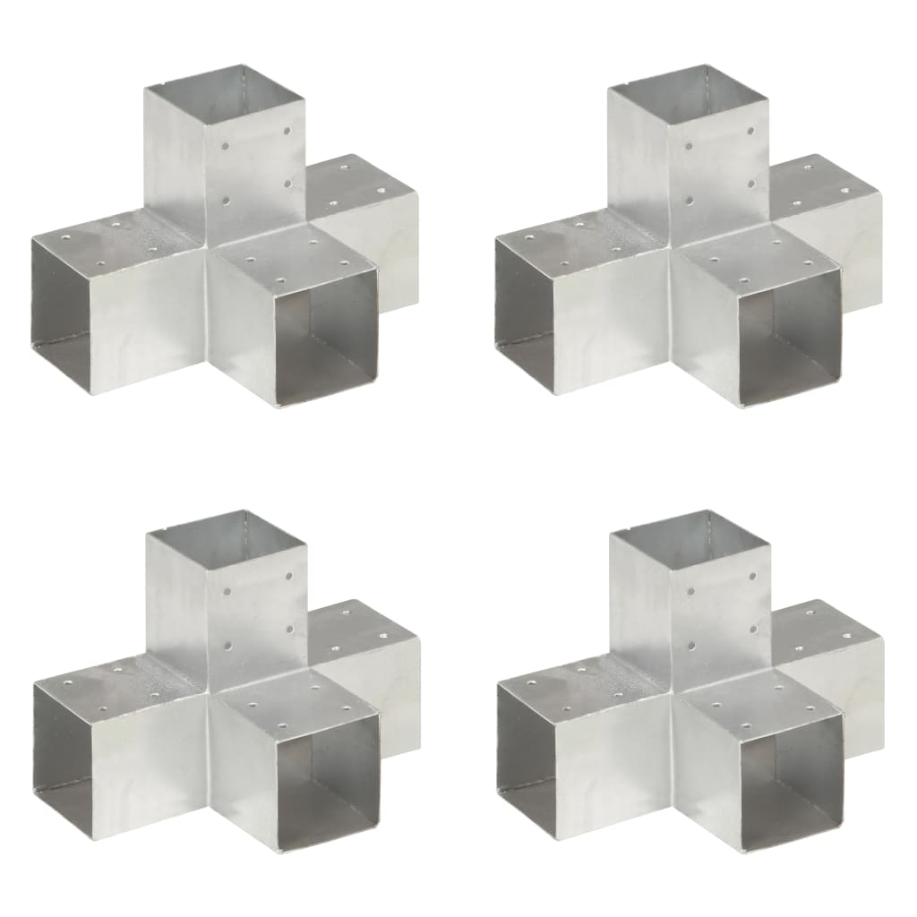 vidaXL Bases para poste em forma de X 4 pcs 91x91 mm metal galvanizado