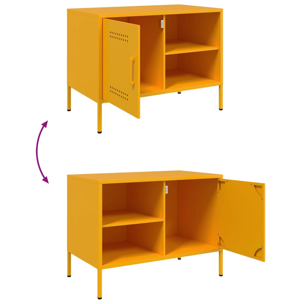 vidaXL Móvel de TV 68x39x50,5 cm aço amarelo mostarda