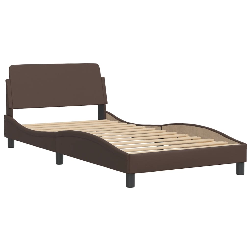 vidaXL Cama com colchão 100x200 cm couro artificial castanho