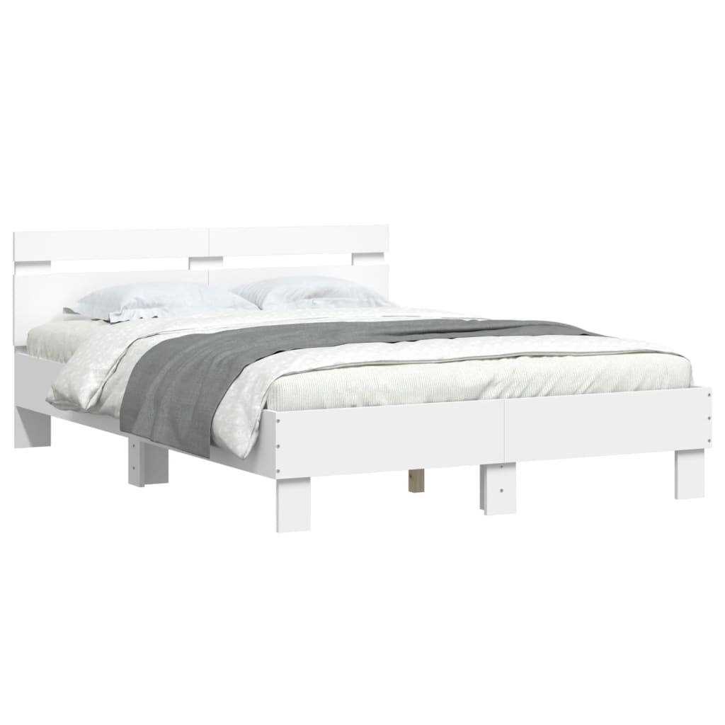 vidaXL Estrutura cama c/ cabeceira 135x190 cm derivados madeira branco