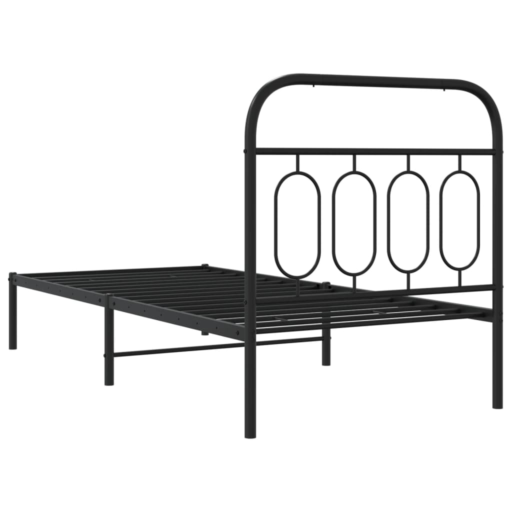 vidaXL Estrutura de cama com cabeceira 90x190 cm metal preto