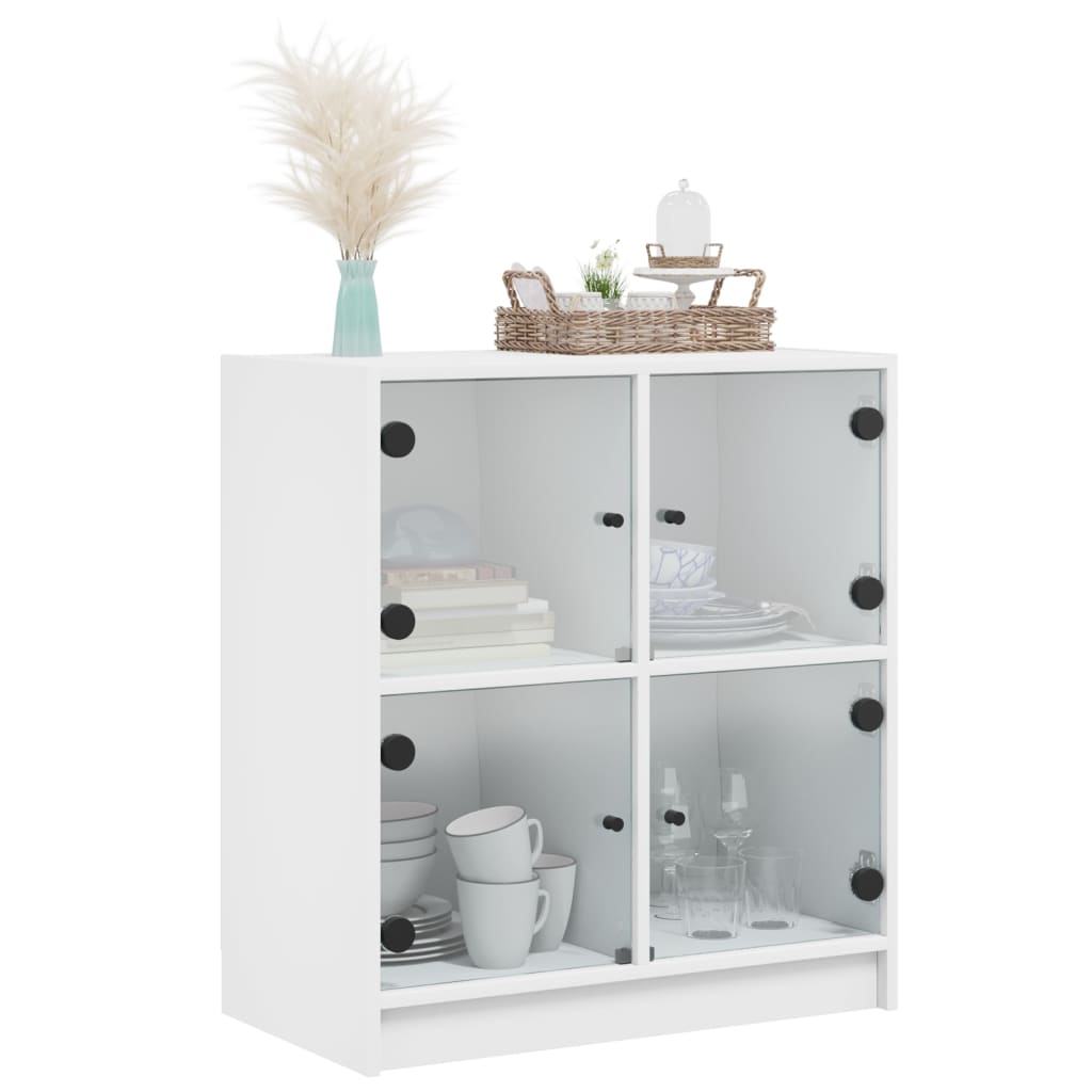 vidaXL Armário de apoio c/ portas de vidro 68x37x75,5 cm branco