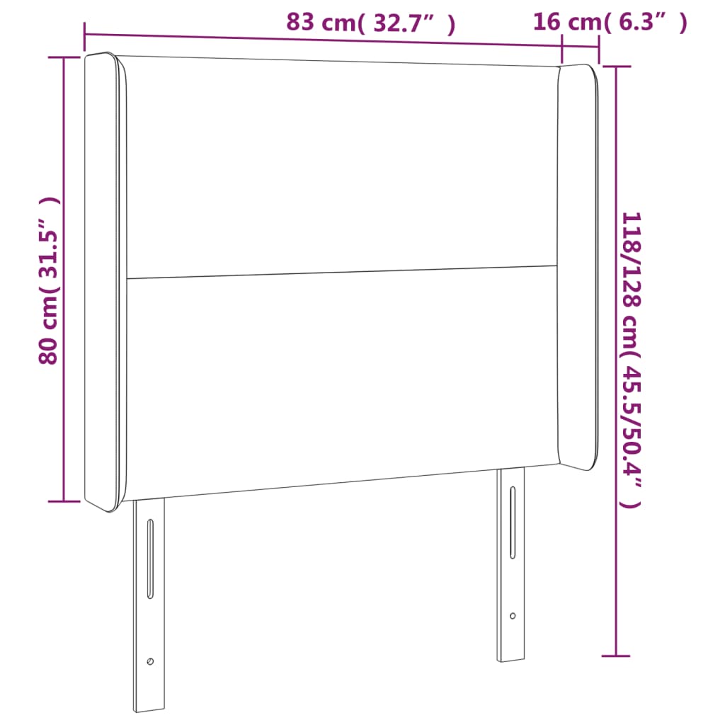 vidaXL Cabeceira cama c/ abas couro artif. 83x16x118/128 cm cinzento