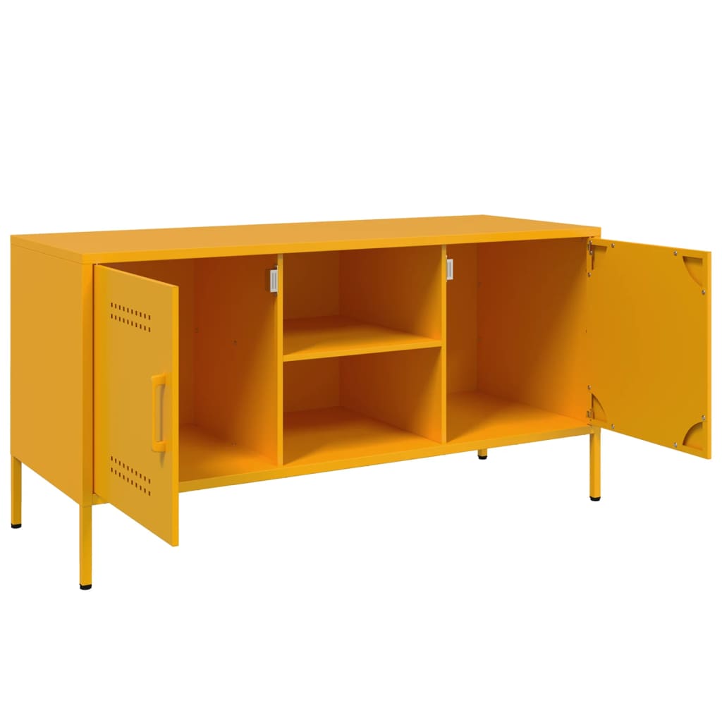 vidaXL Móvel de TV 100,5x39x50,5 cm aço amarelo mostarda