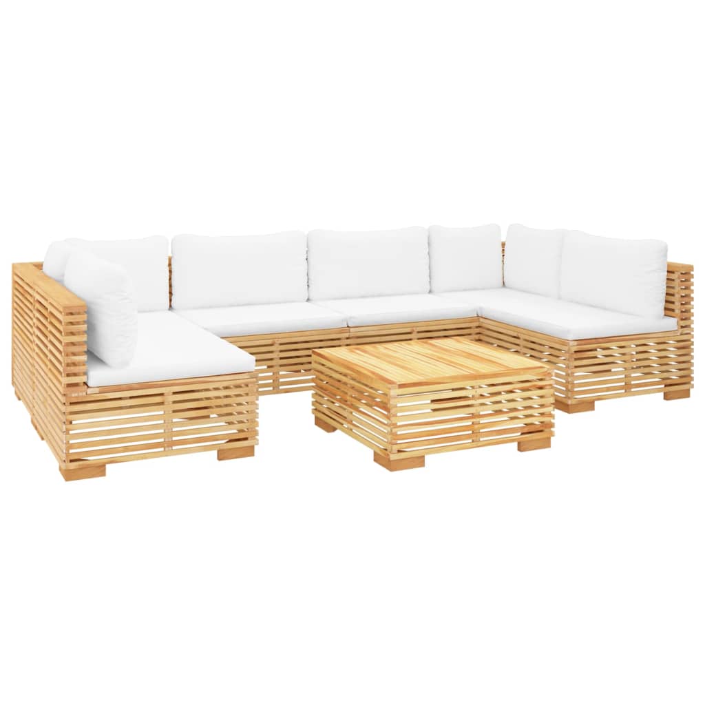 vidaXL 7 pcs conjunto lounge jardim c/ almofadões madeira teca maciça