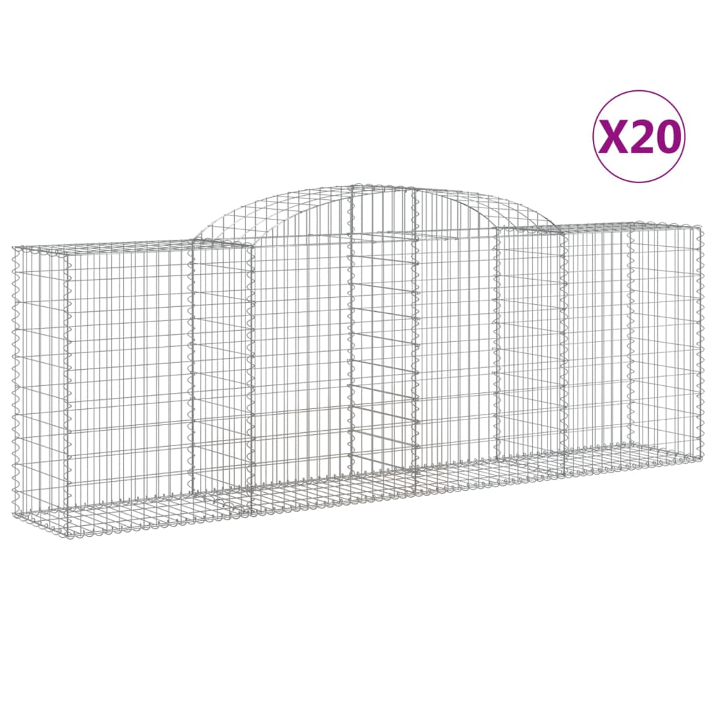 vidaXL Cestos gabião arqueados 20 pcs 300x50x100/120 ferro galvanizado