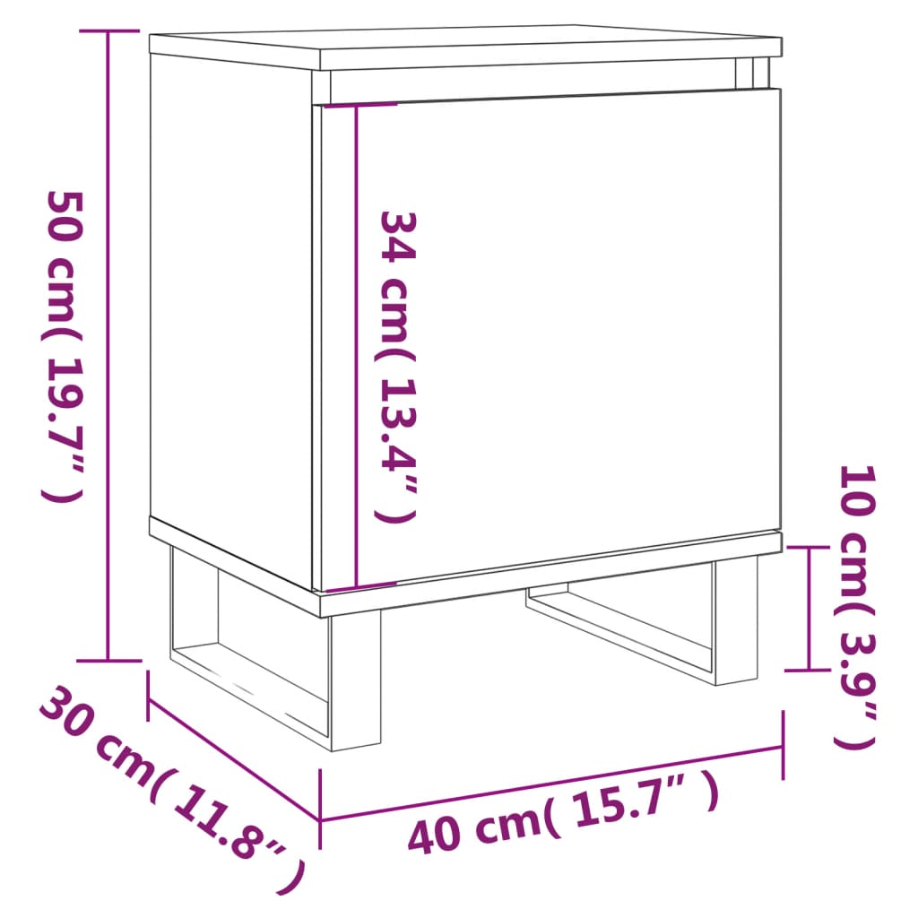 vidaXL Mesa de cabeceira 40x30x50 cm derivados de madeira cinza sonoma