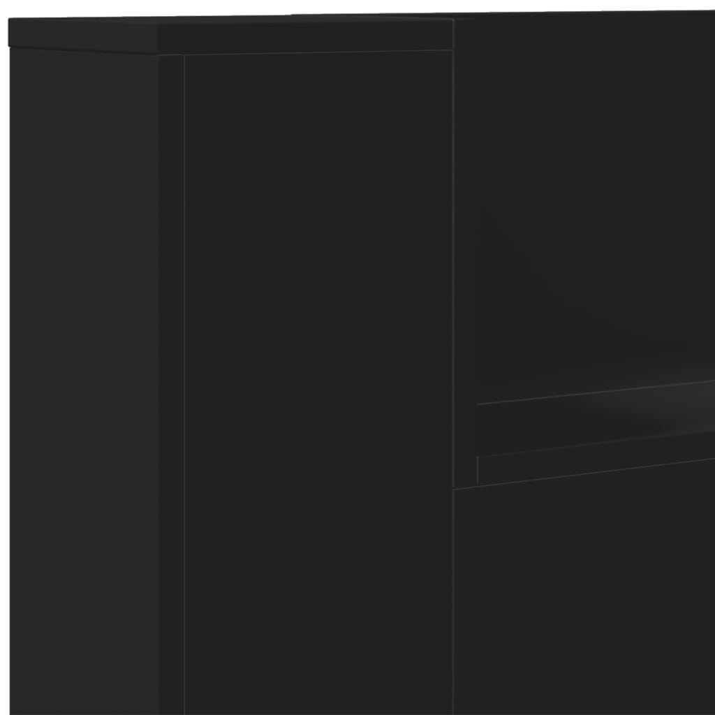 vidaXL Armário de cabeceira com luzes LED 160x16,5x103,5 cm preto