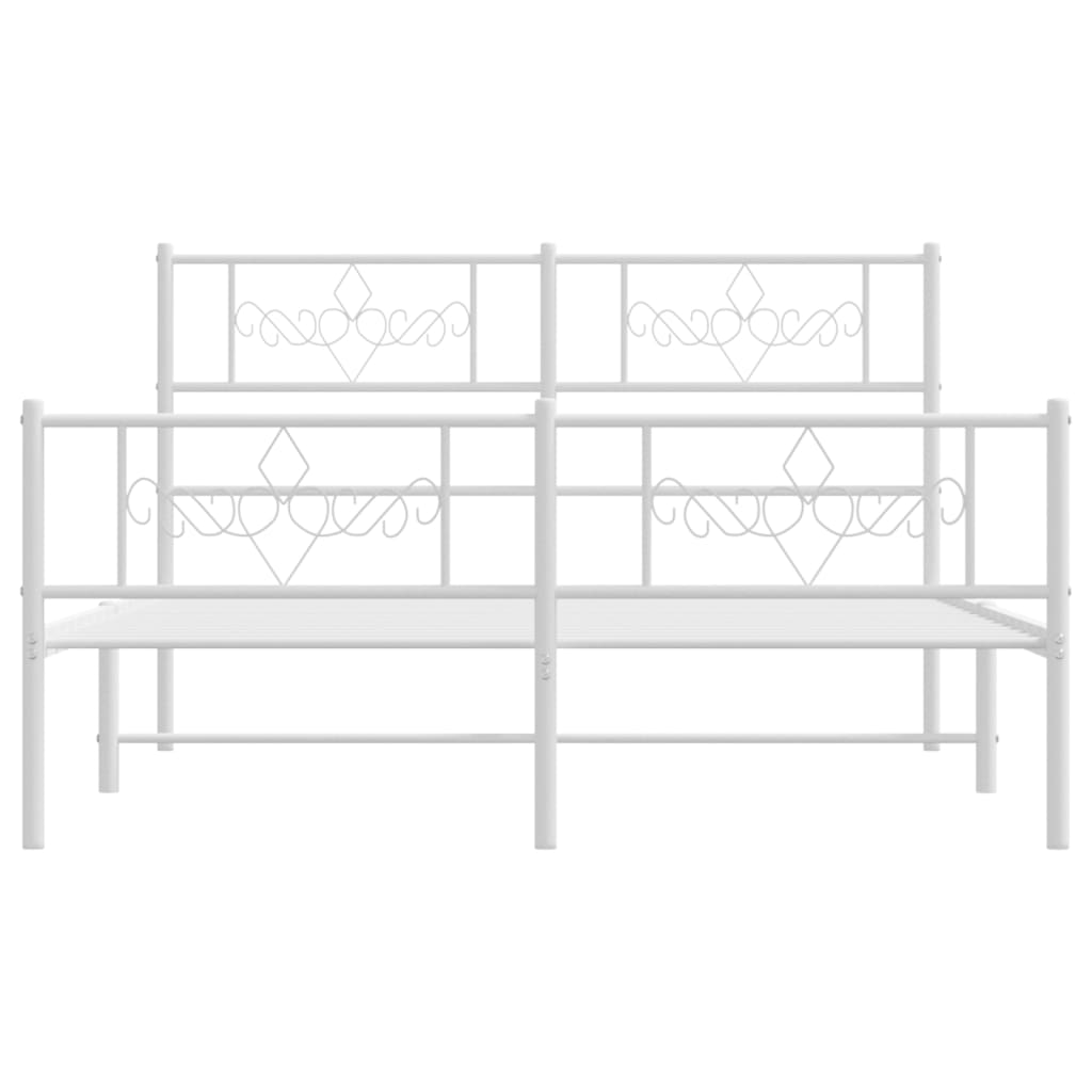 vidaXL Estrutura de cama com cabeceira e pés 140x190 cm metal branco