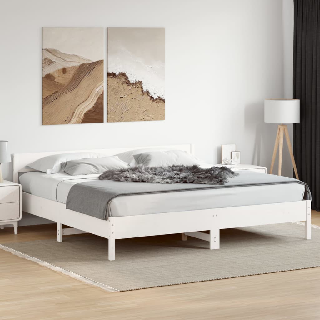 vidaXL Cama sem colchão 180x200 cm madeira de pinho maciça branco