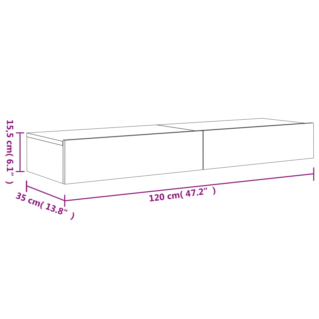 vidaXL Móveis de TV com luzes LED 2 pcs 60x35x15,5 cm cinzento cimento